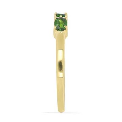 BUY 925 SILVER GOLD PLATED REAL CHROME DIOPSIDE GEMSTONE  RING